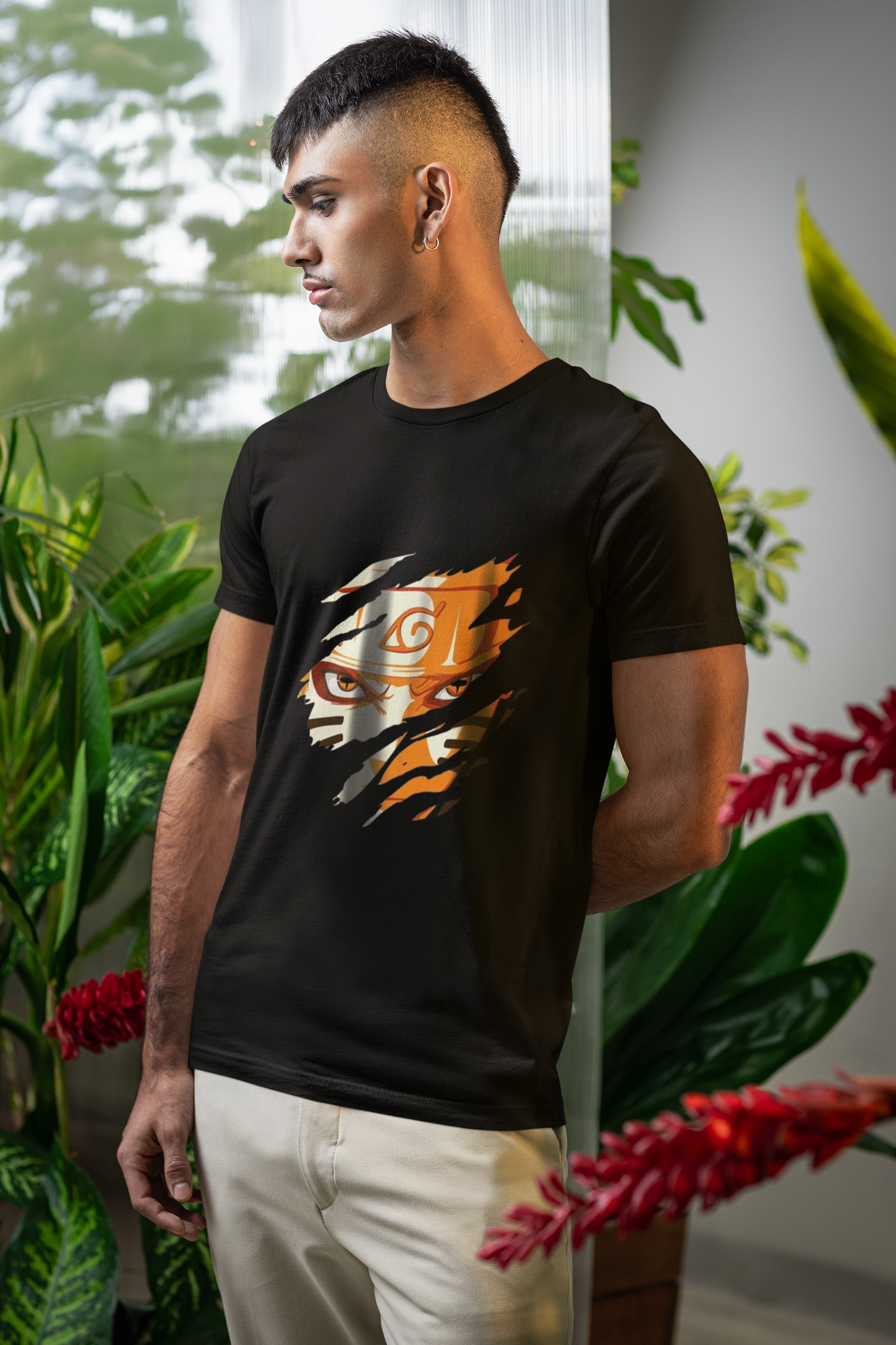 UNISEX BASIC T-SHIRT - BLACK | ANIME FACE CUT