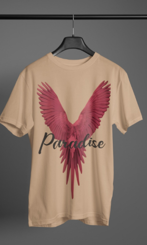 UNISEX HALF-SLEEVE T-SHIRT BEIGE | Paradise Wings Graphic T-Shirt