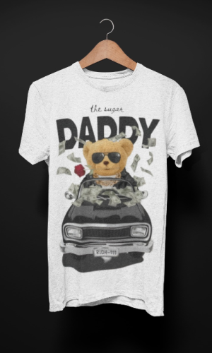 UNISEX HALF-SLEEVE T-SHIRT WHITE | The Sugar Daddy Bear Graphic T-Shirt
