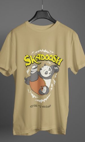 UNISEX HALF-SLEEVE T-SHIRT BEIGE | Kung Fu Panda Skadoosh T-Shirt