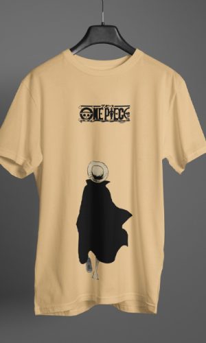 UNISEX HALF-SLEEVE T-SHIRT BEIGE | One Piece Luffy Silhouette T-Shirt