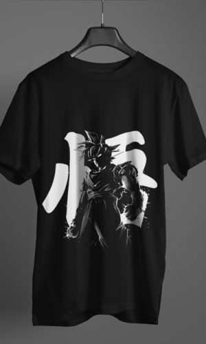 UNISEX HALF-SLEEVE T-SHIRT BLACK | Goku Kanji Shadow Graphic T-Shirt